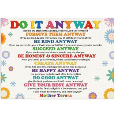Imagem de Faixa de parede Do It Anyway para quarto de crianças, faixa de linho inspiradora para pendurar em tela para decoração de parede para quarto de bebê, meninos, meninas, berçário, sala de jogos