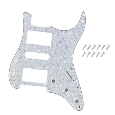 Imagem de DIAO79NI Pro 11 furos HSH Strat Pickguard Humbucker Single Humbucker Scrath Plate para guitarra elétrica Fender Americana/Mexican Standard Stratocaster estilo moderno, pérola branca, 4 camadas.