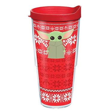 Imagem de Tervis Suéter Star Wars The Mandalorian de Natal feito nos EUA copo isolado de parede dupla mantém as bebidas frias e quentes, 680 g, clássico