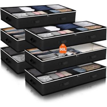 Imagem de MoEnergy Recipientes de armazenamento sob a cama de 90L, organizadores de armário e caixas de armazenamento, sacos de armazenamento dobráveis embaixo da cama para cobertores, toalhas, edredom