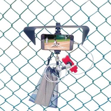 Imagem de Suporte para cerca de celular com sombra, kit de montagem de trocador de jogos compatível com iPhone, GoPro, Mevo Start e câmera de ação, kit de transmissão de gamechanger para gravação de beisebol