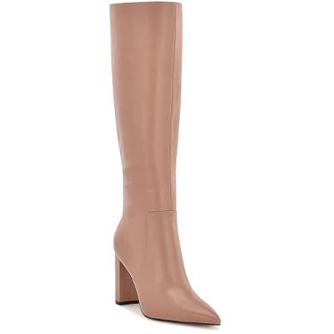 Imagem de Nine West Botas femininas de cano alto Danee, Couro marrom pêssego, 34