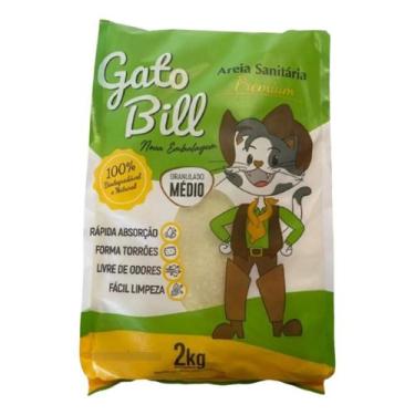 Imagem de Areia Higiênica de Milho e Mandioca Gato Bill Premium Grãos Médios 2kg