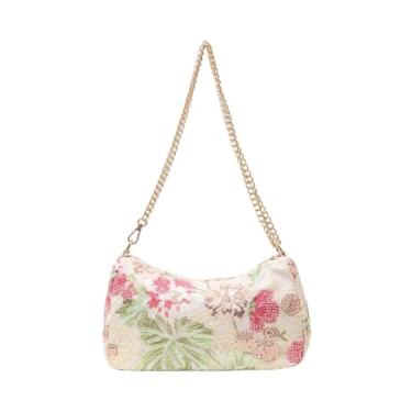 Imagem de SHENHE Bolsa de ombro feminina bordada com lantejoulas brilhantes para noite e casamento, Bege, one_size