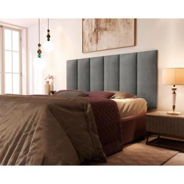 Imagem de Painel Cama Box Fantasy 1,40 Tecido Suede Cor Cinza - Comprar Moveis Em Casa