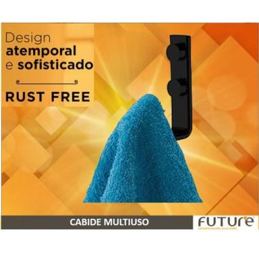 Imagem de Cabide Suporte Multiuso Porta Toalha De Parede Preto Fosco - 2314PT Fu