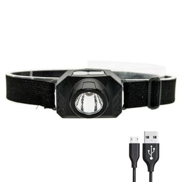 Imagem de Lanterna de Cabeça LED Recarregável USB, 3 Funções, Alcance 200m