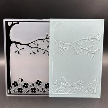 Imagem de Modelo de pasta em relevo de plástico 3D flores sob a árvore textura tamanho A6 para fazer cartões, faça você mesmo, scrapbooking, papel, artesanato, artesanato, scrapbook, artes, decoração