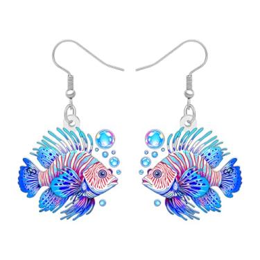 Imagem de DUOWEI Brincos pendentes de acrílico da série mar com pingente de aquário engraçados com tema de animais oceânicos joias presentes de praia para mulheres mães amantes de praia, Medium, Acrílico, Sem