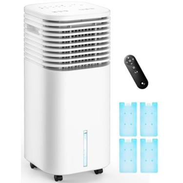 Imagem de TEMEIKE Ar condicionado portátil 4 em 1, refrigerador de ar evaporativo com 4 modos e 3 velocidades, temporizador de 15H para desligamento automático inteligente, tanque de 2 galões para resfriamento
