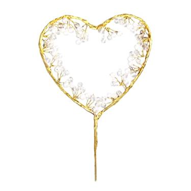 Imagem de Zopsc Topper de Bolo de Casamento para Noiva e Noivo - Plástico Amarelo e Decoração de Metal, Seguro de Comida Resistente para Casamento, Noivado, Aniversário, Festas de Aniversário (1)