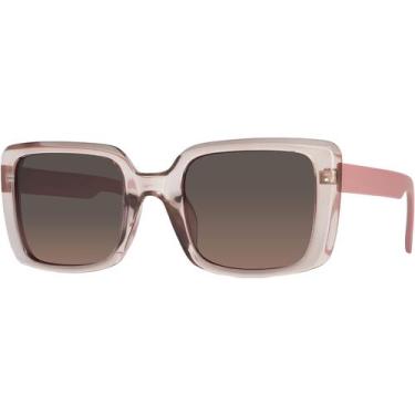 Imagem de Óculos de Sol Feminino Quadrado Grande Transparente Marrom Rosa Polari