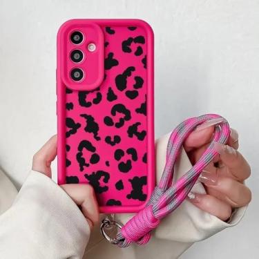 Imagem de Capa de celular com corrente de leopardo para Samsung S25 Plus Ultra S24 FE A16 A06 A26 36 A56 M13 M35 M55 M32, capa de celular com alça de pendurar, J15, rosa, SS, para A26 5G