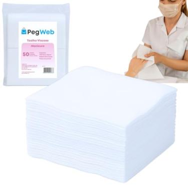 Imagem de Toalha Descartável Manicure 50 Unidades 20x30 cm Viscose Alta Absorção Profissional Unha Mão Salão Cutelaria Marca PEGWEB (Branco)