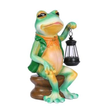 Imagem de HlaitsWit Estátua de jardim de sapo solar - Lanterna para jardim ao ar livre, 22 cm de altura, luz portátil, decoração de quintal destacável para pátio, varanda, gramado, presentes exclusivos de