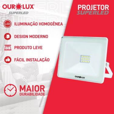 Imagem de Projetor Slim Superled Branco 20 Watts Bivolt 6500k - 03261a - Ourolux