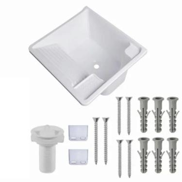 Imagem de Tanque Plástico Parede 26L Branco Torneira Bancada Lavander - FIBERBLU