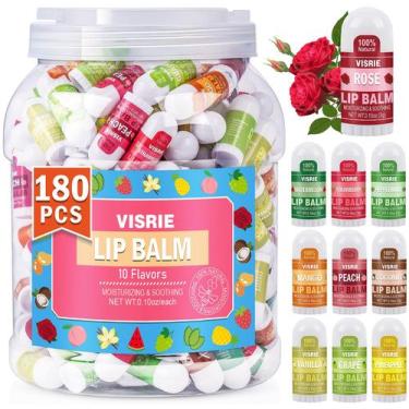 Imagem de Bálsamo labial VISRIE Mini, pacote de 180, com vitamina E e óleo de co