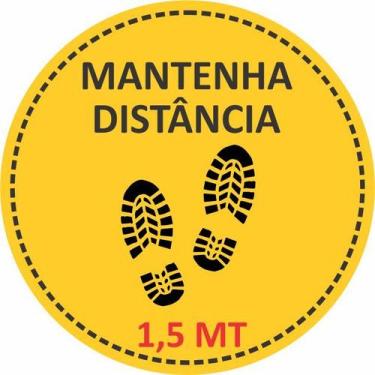 Imagem de Adesivo de Piso Distanciamento Mantenha a Distância Mostarda - Colakoa