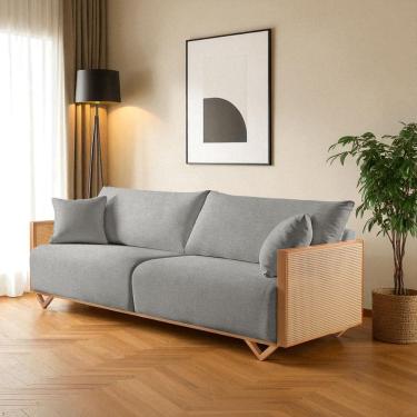 Imagem de Sofá Fixo 3 Lugares Luxo 190cm Arthur Cinza