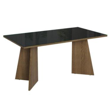 Imagem de Mesa De Jantar Retangular Tampo De Vidro 5389 Rustic-preto Madesa