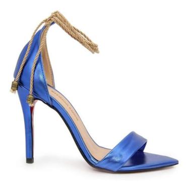 Imagem de Sandália VL Metálica Bico Folha com Corda e Salto Fino 10cm - Vitória 