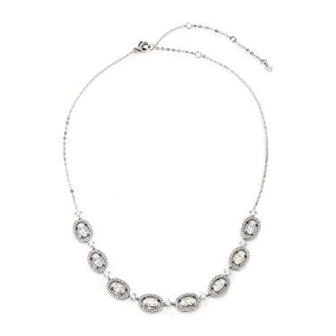 Imagem de NADRI Colar Oval Halo Frontal Colares Femininos Gargantilha, Length: 14in + 4in Extender, Latão, Zircônia cúbica