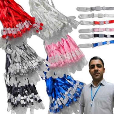 Imagem de 100 Cordões Porta Crachá Clips Garra Plástico Suporte Cordão (100, preto)