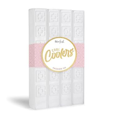 Imagem de Cool Coolers GG Fashion Ice da Fit + Fresh, pacote com 4 pacotes de gelo para refrigeradores, pacotes de freezer para lancheiras, branco perolado