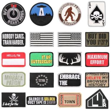 Imagem de 14er Tactical Remendos de moral (pacote com 20) | Conjunto de apliques bordados de gancho e laço militar engraçado para chapéus, mochilas, jaqueta, colete tático e equipamentos