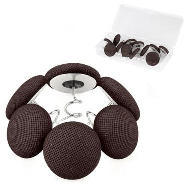 Imagem de Tachinhas decorativas de estofamento com cabeças de pano, pinos torcidos para capas, saias de cama, instalação de forro de cabeça (12, marrom escuro)