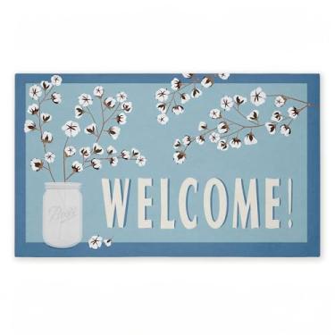Imagem de Stupell Industries Tapete de porta não tecido estampado de boas-vindas Cotton Branches, design por Darlene Seale
