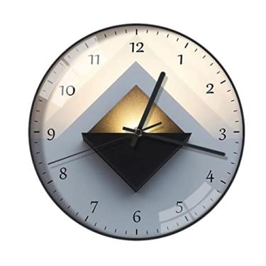 Imagem de Relógio de parede para quarto, estilo europeu, relógio de parede digital redondo, relógio de parede silencioso, luz de luxo, sala de estar, decoração de sala de jantar, relógio de parede para sala de