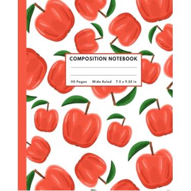 Imagem de Composition Notebook College Ruled: Red Apples Illustration for College, Students, School, Home, Work, Office, Kids, Women, Girl, Teens, and Adults - ... Journal - 7.5" x 9.25" In- 110 Pages