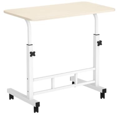 Imagem de Mesa Portátil para Sofá e Cama Mesa Mesinha Notebook Laptop com Altura Ajustável e Rodinhas(Cor madeira)