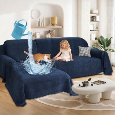 Imagem de ROFASVCO 1OO% capas de sofá secionais à prova d'água para cães, chenille, em forma de L, conjunto de 2 capas seccionais com borla, protetor de móveis para animais de estimação macio e lavável (2GG