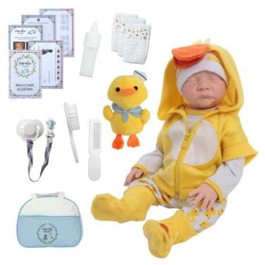 Imagem de Bebê Reborn Masculino 100% Silicone Enxoval Patinho Completo - Cegonha