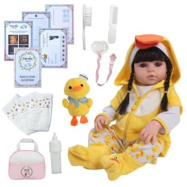 Imagem de Bebê Reborn Realista Corpo Silicone Morena Patinho Bolsa - Cegonha Reb