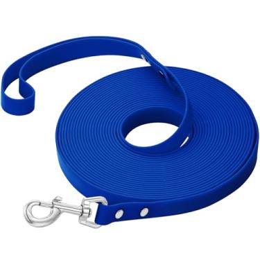 Imagem de Coleira longa de treinamento para cães à prova d'água com guia longa para uso ao ar livre para cães pequenos, médios e grandes, treinamento externo, brincadeira, acampamento (azul, 1,8 m)