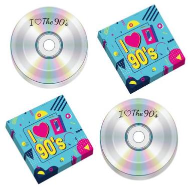 Imagem de Conjunto de talheres de festa com tema dos anos 90, 50 unidades de pra