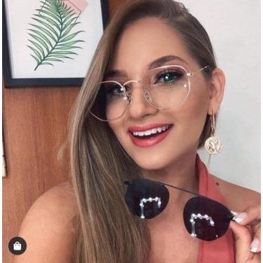 Imagem de Armação Óculos Grau Clipon Sol Feminino Redondo 2 Em 1 Hexagonal - Pal