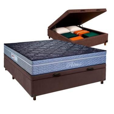 Imagem de Conjunto Cama Box Bau Marrom Casal + Colchão Molas Ensacadas Petrus Paropas