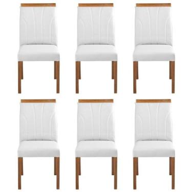 Imagem de Kit 6 Cadeiras Decorativas Sala de Jantar Luxo Analice Facto Branco - 