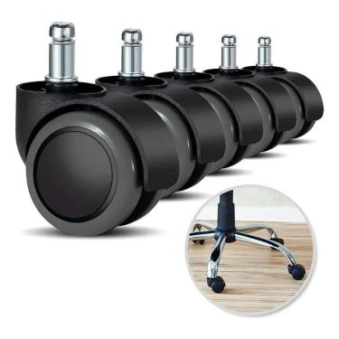 Imagem de Kit 5 Rodízios Rodinhas Cadeira De Escritório Gamer Silicone