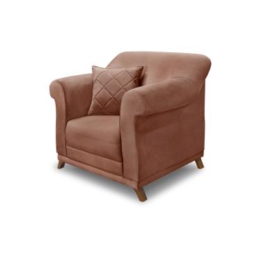 Imagem de Poltrona Sala de Estar Pé de Madeira Julieta Veludo Cobre S04 - D'Rossi