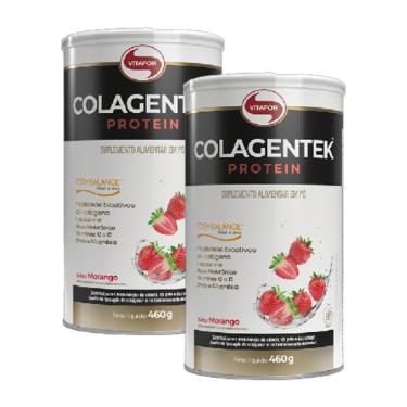 Imagem de Kit 2X: Colagentek Protein Colágeno Hidrolisado Morango Vitafor 460g