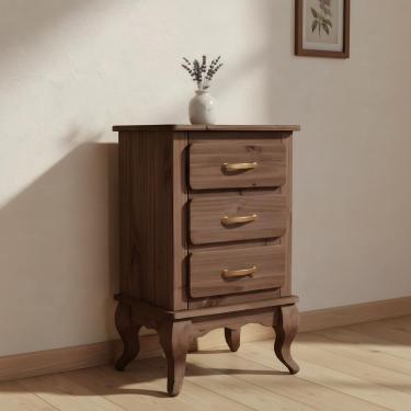Imagem de Cômoda Rústica Pequena Retro 3 Gavetas Pés Luís Xv Imbuia