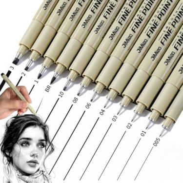 Imagem de Kit 12 Canetas Nanquim Profissional para Mangá Desenho Técnico Artístico Lettering Brush Sakura Caligrafia Kit Precisão Projetos Caligrafia