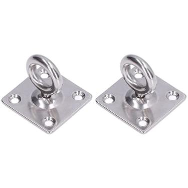 Imagem de Fivela fixa quadrada giratória de aço inoxidável 316, parafusos de barco, vigas de teto, gancho de montagem no teto com anel de fivela de 8 mm para cinto de treinamento suspenso, rede de balanço de