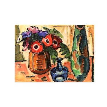 Imagem de Pôster e impressões em tela de flores vintage - reprodução de pintura de arte de parede famosa - Anêmonas 2 imagens para sala de estar 60 x 85 cm 24 x 33 polegadas sem moldura